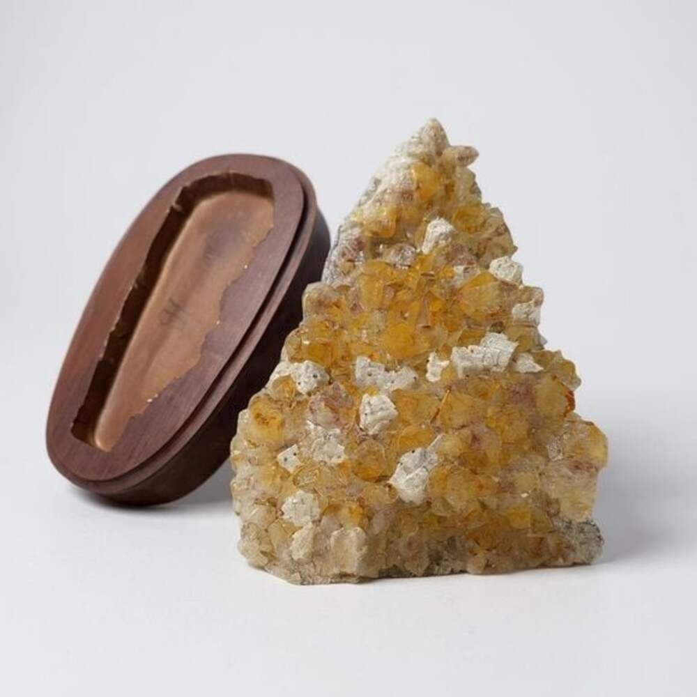 Natural Citrine Accent Piece with Custom Wooden Base